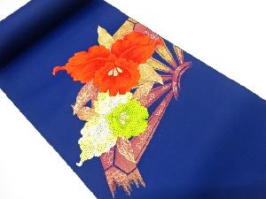 アンティーク　片輪車に蘭模様織り出し　名古屋帯地反物